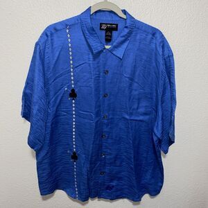 High Roller Fashions Men’s Button Down Shirt Size XL Blue Silk/Linen Blend